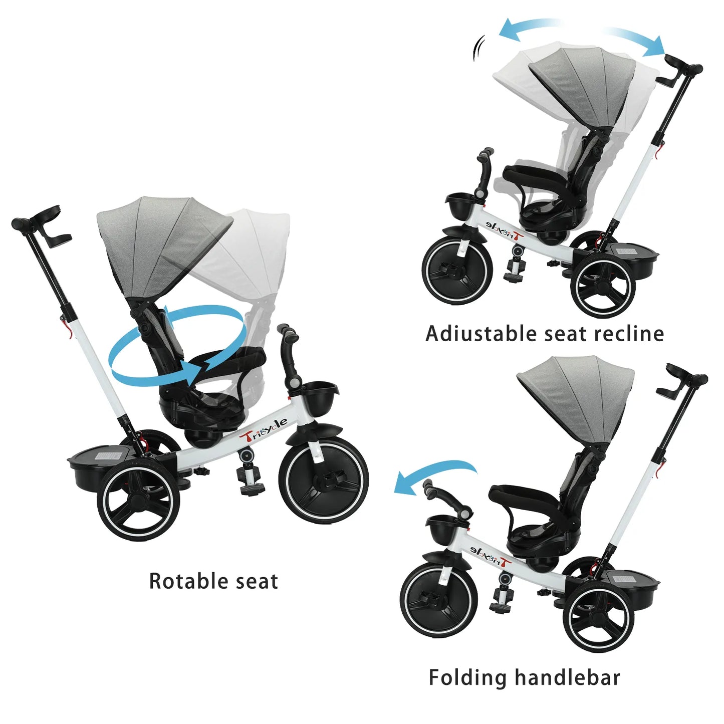 Baby Stroller Tricycle Bike, 360 Degree Rotation