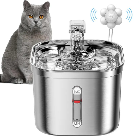 Stainless Steel Cat Fountain With Water Mark Automatic with Sensor Ultra Quiet