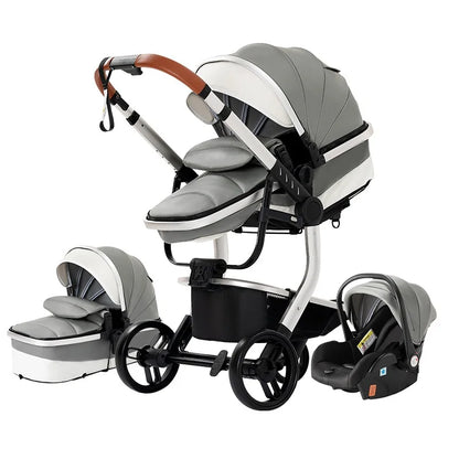 Baby Stroller 3 in 1 Stroller PU leather High Landscape