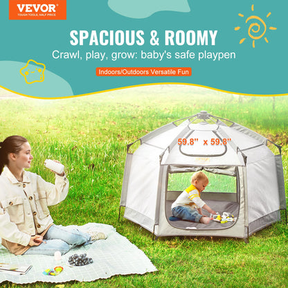 Baby Playpen with Canopy Indoor Outdoor Portable Foldable Lightweight