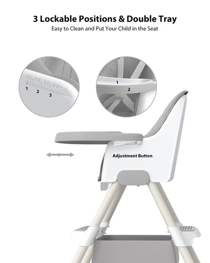 UBRAVOO Baby High Chair 6 Months Plus, 2-in-1  with Footrest, Detachable Double Tray, Easy to Clean Feeding , HA-019