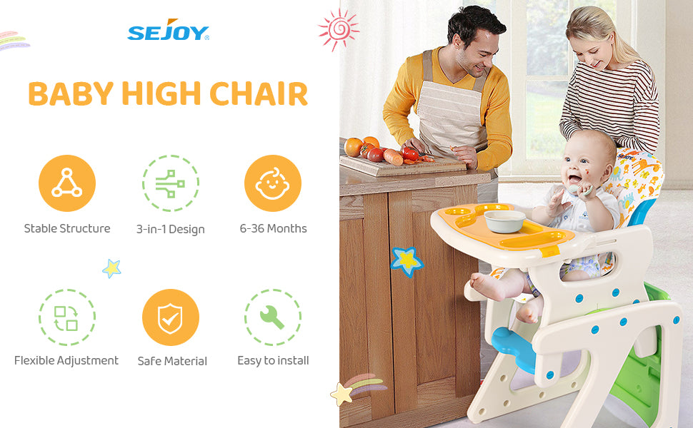 SEJOY Baby High Chair 3-in-1