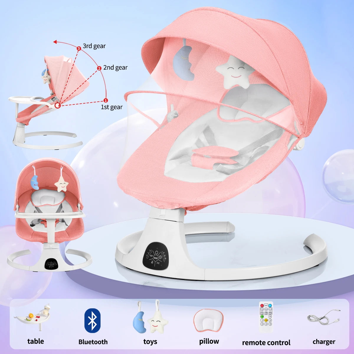 Baby electric rocking with Bluetooth and dinner plate