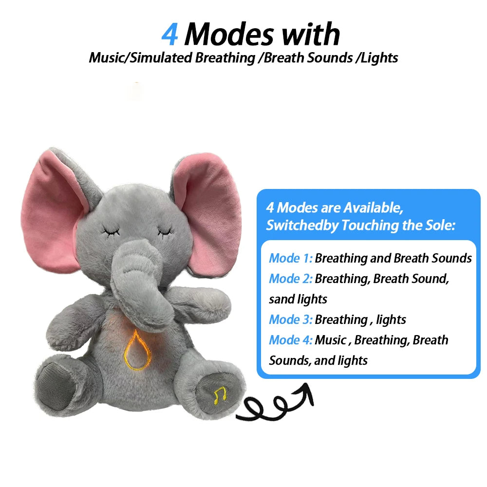 Sensory plush toy with breathing movements and sound