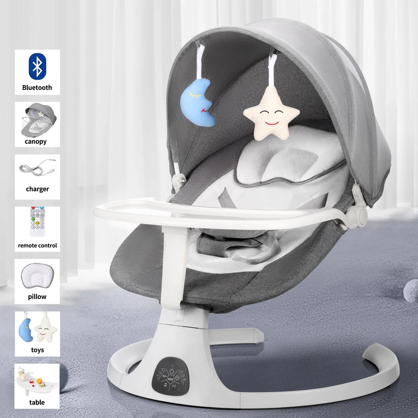 Baby electric rocking with Bluetooth and dinner plate