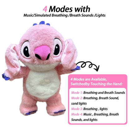 Sensory plush toy with breathing movements and sound