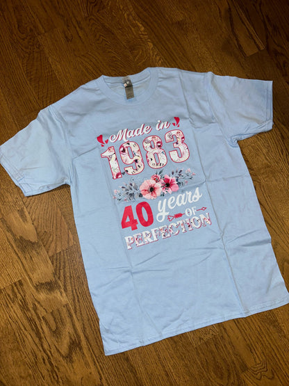 T-Shirt Made In 1983 Floral 40 Year Old 40th Birthday