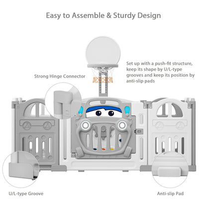 Folding Baby Play Pen Basketball Hoop Activity Center Baby