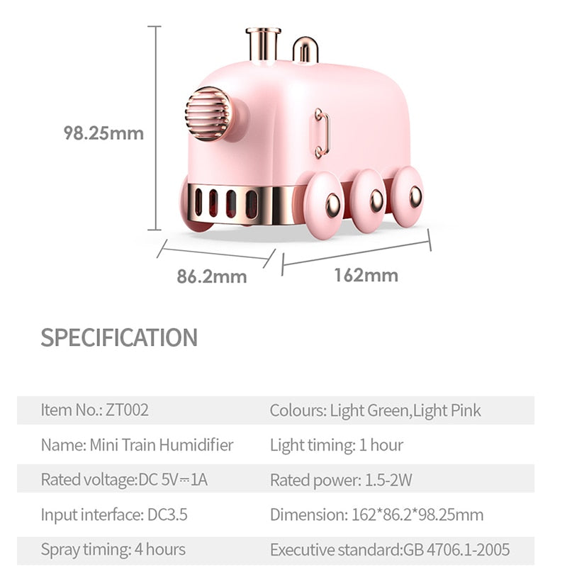 Ultrasonic Humidifier Retro Mini Train USB Aroma Air Diffuser Essential Oil