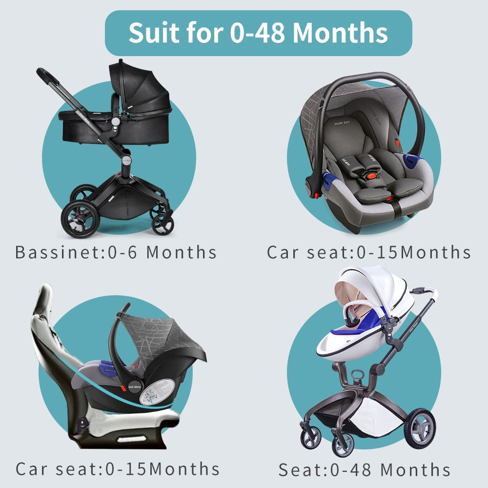 Luxury Baby Stroller travel System and Egg Seat, With Car Seat - F22 High Land-Scape