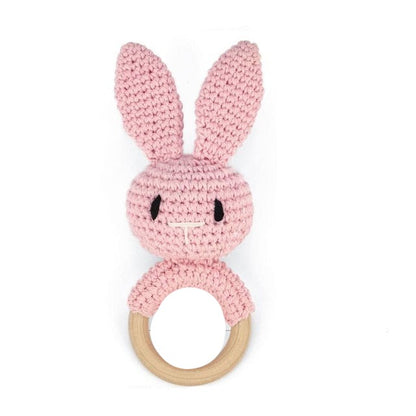 Crochet Animal, baby Toy Soother Bracelet Wooden Teether Ring Baby