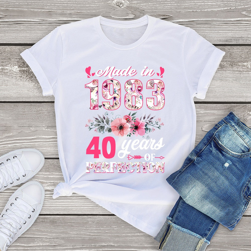 T-Shirt Made In 1983 Floral 40 Year Old 40th Birthday