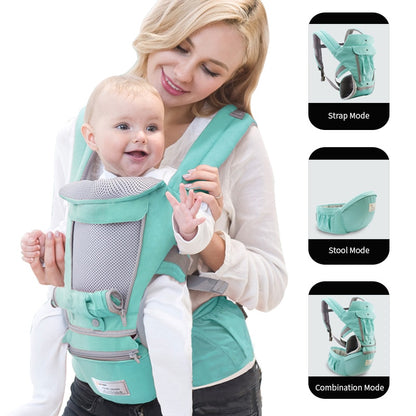 Breathable Ergonomic Baby Carrier Backpack with Kangaroo Hipseat